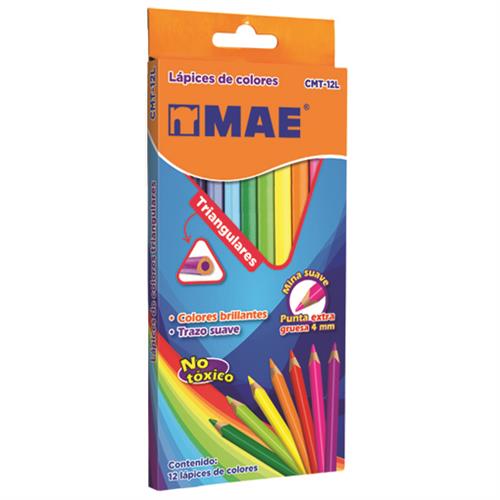 LAPICES DE COLORES MAE CMT12 DE MADERA 1 CAJA CON 12 PIEZAS-MAE