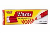 BAC-MAR-WAXO12R-MARCADOR DE CERA ROJO REDONDO BACO WAXOS PAPEL 12 PIEZAS