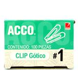 ACO-CLI-P1680-CLIP CUADRADO NUMERO 1 ACCO CAJA CON 100 CLIPS