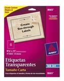 AVE-ETI-8665-ETIQUETAS TAMAÑO CARTA TRANSPARENTES AVERY 8665 DE 21.6X27.9 CM 1 PAQUETE