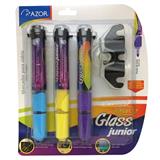 AZO-MAR-22326NV-MARCADORES PARA VIDRIO AZOR AQUARELO GLASS JUNIOR 1 PAQUETE CON 3 PIEZAS