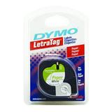 BER-CNT-10697-CINTA PARA ROTULADOR DYMO LETRATAG COLOR NEGRO SOBRE COLOR BLANCO TAMAÑO 12MM X 4M
