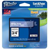 BRO-CIN-TZ145-CINTA PARA ROTULADOR BLANCO SOBRE COLOR TRANSPARENTE BROTHER TAMAÑO 18MM