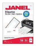 JAN-ETI-5260-25-ETIQUETAS BLANCAS JANEL J-5260 DE 2.5X6.7 CM 1 PAQUETE(25 HOJAS)