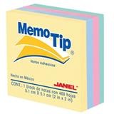 JAN-PST-0202296-NOTA ADHESIVA REMOVIBLE JANEL MEMOTIP 0202296 COLORES PASTEL FORMA CUADRADA 400 HOJAS