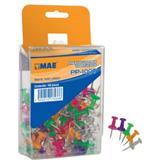 MAE-PIN-PP100T-PIN PP100T CABEZA PLASTICA TRANSPARENTE DE COLORES PUNTA METAL 1 BLISTER C/100 PZAS