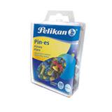 PEL-PIN-10000-PIN PELIKAN CON CABEZA PLASTICA DE COLORES CON PUNTA DE METAL 1 BLISTER CON 100 PIEZA...