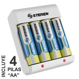 STE-CAR-P015-CARGADORES DE PILA STEREN ADAPTADOR MAS 4 PILAS AA