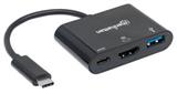 IC-CO-152037-CONVERTIDOR USB HDMI 152037 SB 3.1 TIPO-C MACHO A HDMI USB TIPO-A Y USB TIPO-C NEGRO