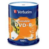 VER-DIS-95153D-DVD DVD-R IMPRIMIBLE VERBATIM CAPACIDAD 4.7 GB VELOCIDAD 16X CAMPANA DE 100 PIEZAS